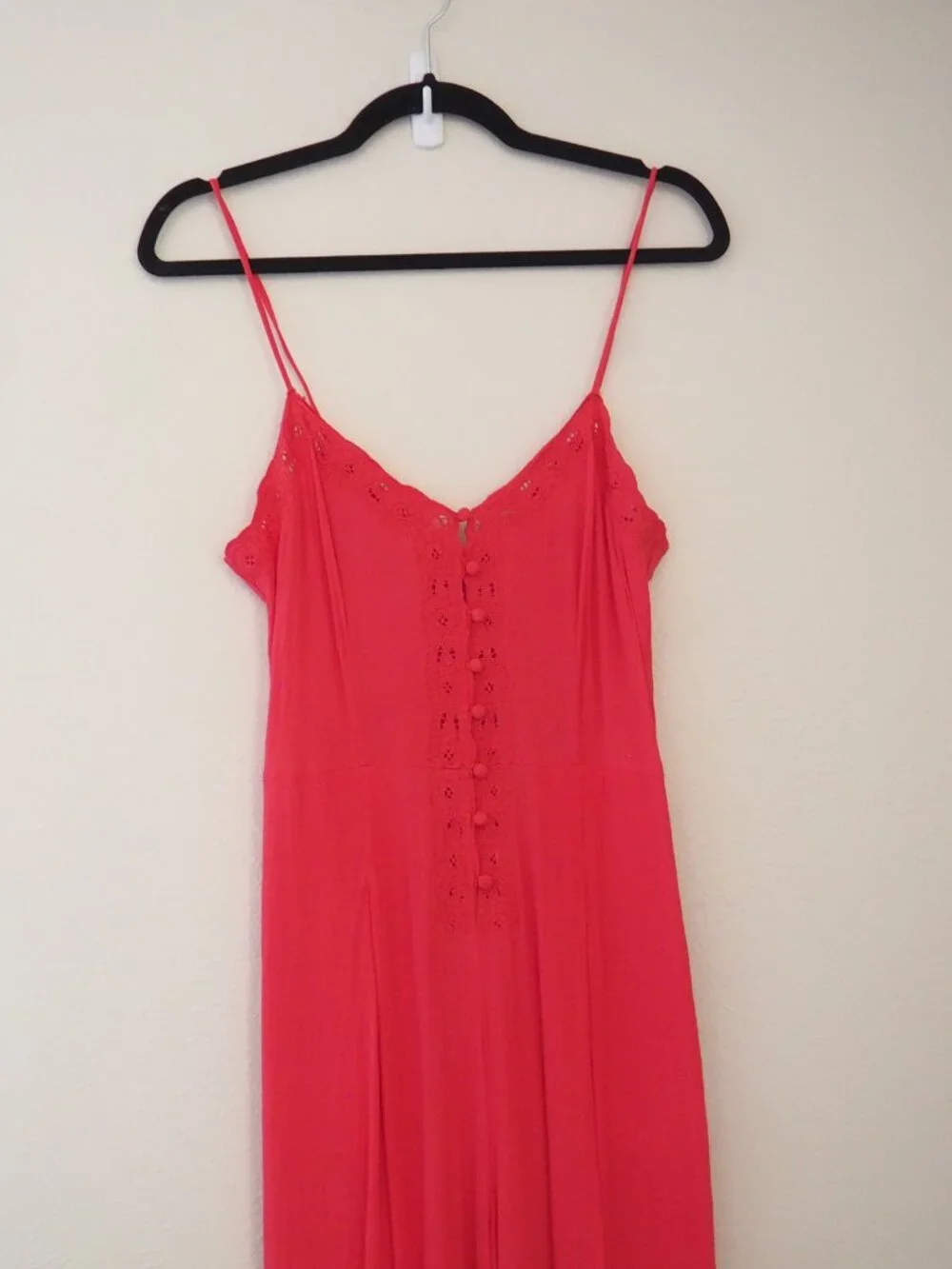 Free People Eileen Lace Spaghetti Strap Jumpsuit sz 6